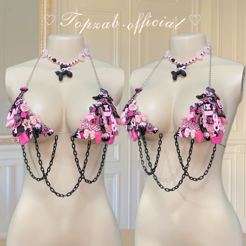 (พร้อมส่ง) Handmade biniki บิกินีชาร์มห้อย แฮนด์เมด เสื้อปาร์ตี้ พร้อมสร้อยแฮนด์เมด ชุดปาร์ตี้