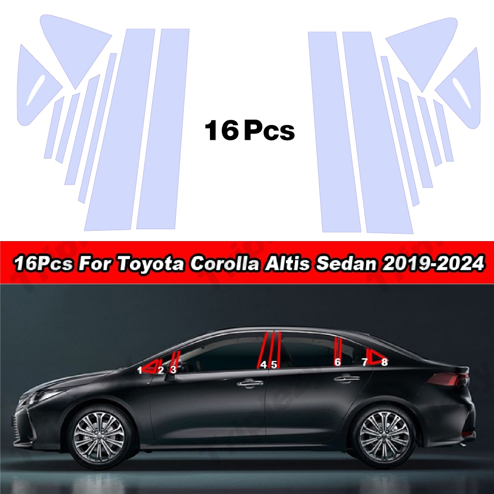 Toyota Altis สติกเกอร์คาร์บอนไฟเบอร์คาร์บอนเสากลางหน้าต่าง  ตกแต่งสำหรับ Toyota Corolla Altis
