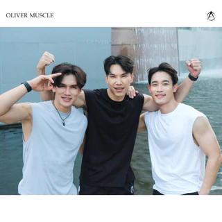 OLIVER MUSCLE เสื้อยืดแขนกุดทรงเกาหลี สีพื้น ผ้านุ่ม ใส่สบายไม่ร้อน แบรนด์ Oliver Muscle