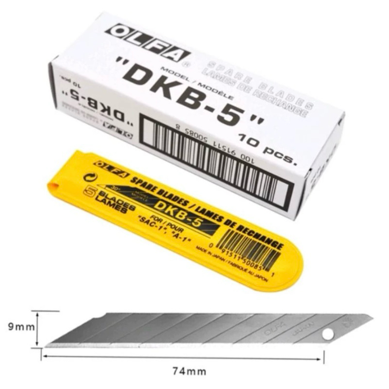 ใบมีดคัตเตอร์ “OLFA” DKB-5 (30 องศา) (หลอด/5 ใบ)
