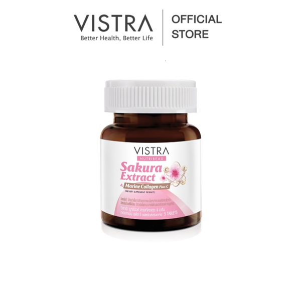 VISTRA NUTRIBEAU SAKURA EXTRACT & MARINE COLLAGEN PLUS C ( 5 Tabs)