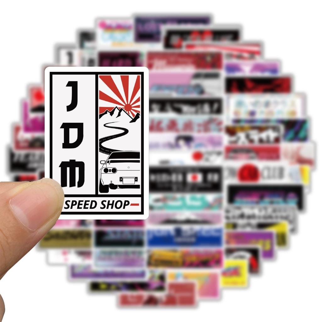 💥พร้อมส่ง💥ป้ายร้าน ญี่ปุ่น คำขวัญ โฆษณา การ์ตูน JDM DIY 60แผ่น anime LOGO sticker ดัดแปลง JAPAN
