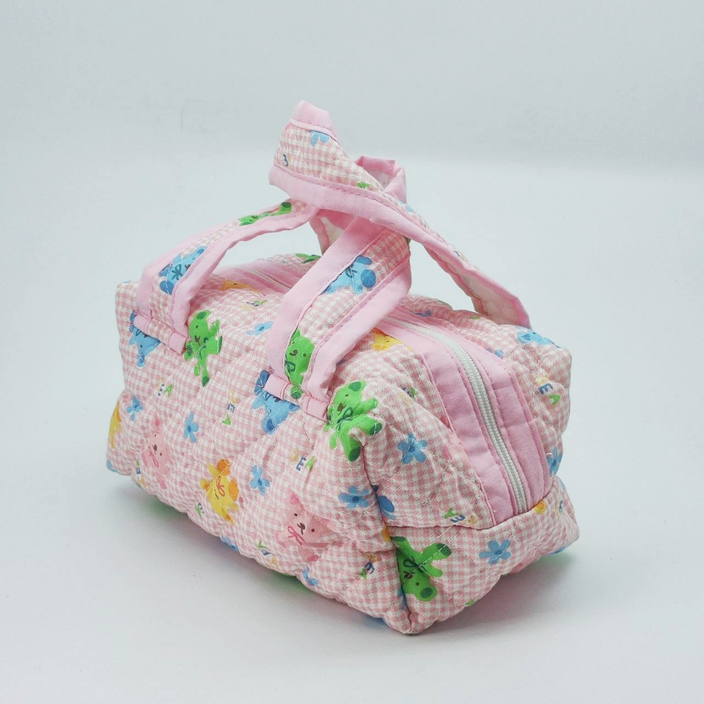 กระเป๋าผ้า หูหิ้ว กระเป๋าอเนกประสงค์ สีชมพู ลาย teddy bear มือสอง จากญี่ปุ่น สะอาดและใหม่มาก