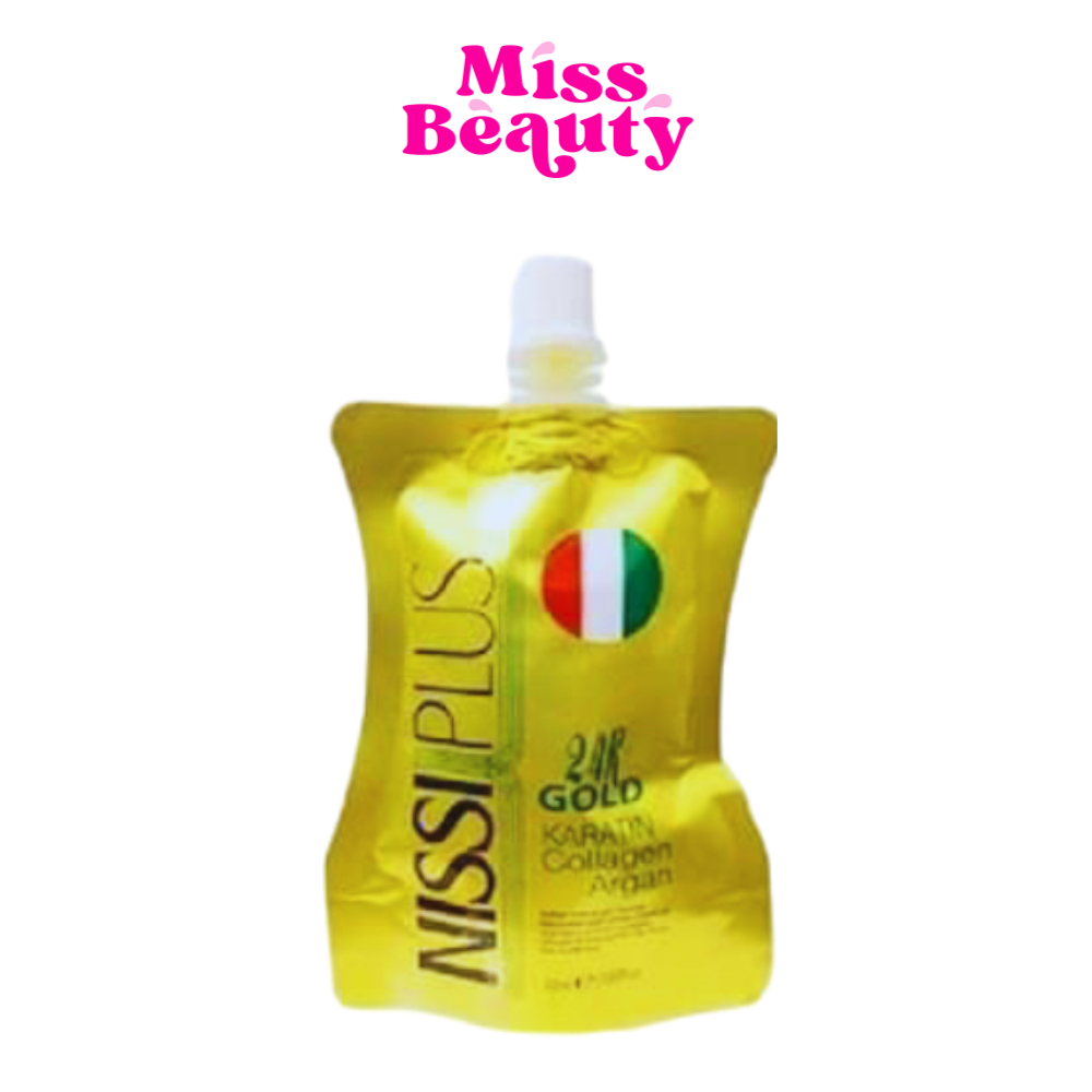 NISSI PLUS 24K GOLD Keratin Collagen Argan  นิซซิ พลัส เคราติน คอลลาเจน อาเกน เคราตินเคลือบแก้ว 60 ml.