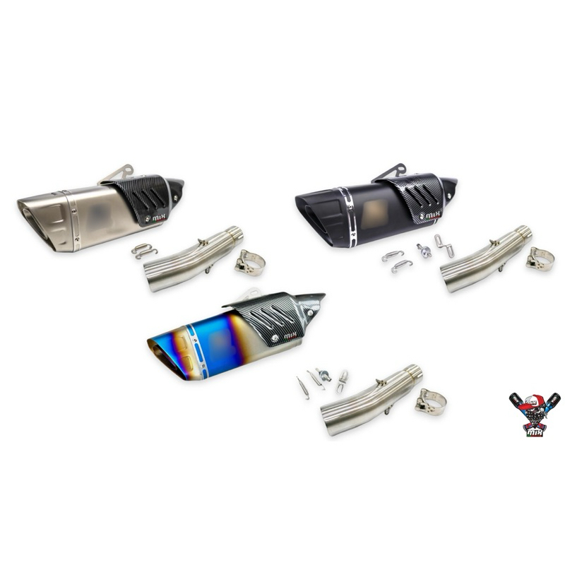 ชุดท่อสลิปออน CBR500 CB500 CB500X NX500 ปลายท่อทรงดาบ สแตนเลส การ์ดฟิล์มเคฟล่า โลโก้เลเซอร์