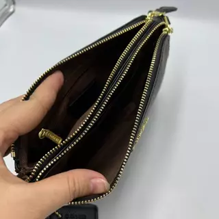 กระเป๋าคล้องมือ สองซิบสองช่อง ขนาด 7.5 นิ้วใส่โทรศัพท์ได้งานสวยมีพร้อมส่ง