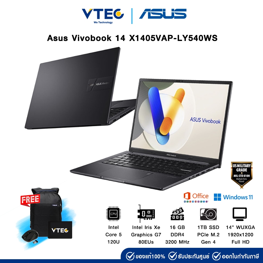 ASUS Notebook Vivobook X1405VAP-LY540WS | Intel Core 5 | DDR4 16GB | 1TB M.2 | 14" | Windows 11+ MS 