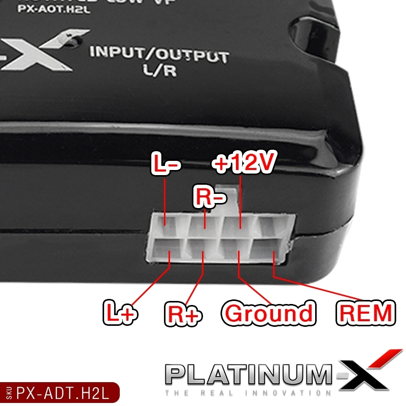 PLATINUM-X  ตัวแปลงสัญญาณเสียง HI TO LOW PX-ADT.H2L หลังวิทยุเดิมให้เป็นหัว AUX RCA แปลงสัญญาณ
