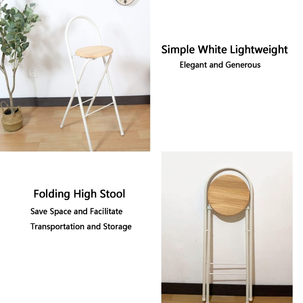 เก้าอี้บาร์ทรงสูง (A1สีบีชอ่อน) สไตล์มินิมอล พับเก็บได้ แข็งแรงมาก - รูปที่ 5