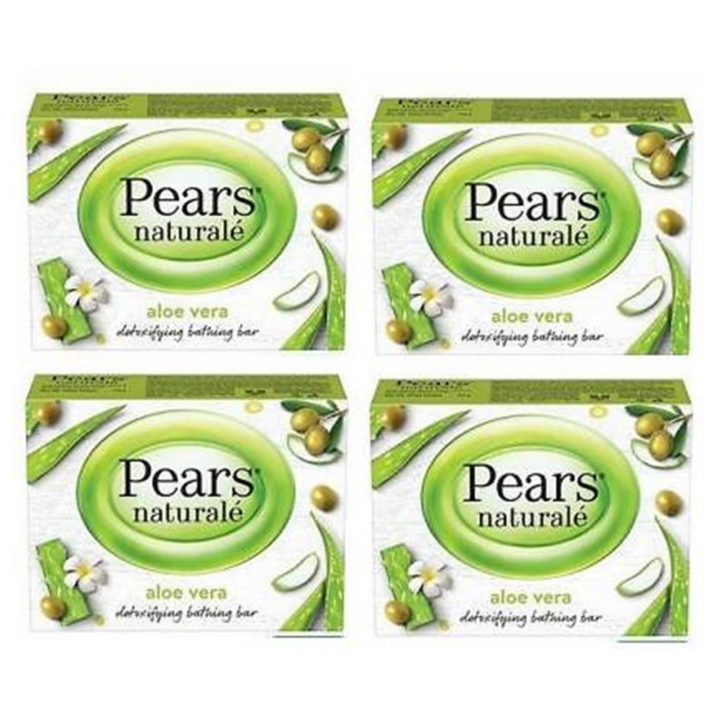 Pears Naturalé Detoxifying Soap Bar Aloe Vera 125g Pack of 4 4 สบู่อาบน้ำทำความสะอาดผิวกายสูตรพิเศษใ