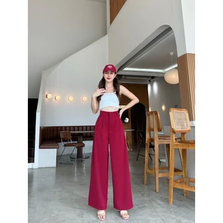T15 New Cassic Pants กางเกงขายาว ผู้หญิง เอวสูง พรางหุ่น พรางสะโพก กางเกงทรงกระบอกใหญ่ ผ้าลินลี่ พริ้วทิ้งตัว