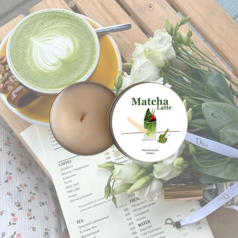 กรอกโค้ด 30WOW200  ลด 200.-⭐️atcha.l เทียนหอม Matcha latte กลิ่นหอมมัทฉะผสมนม หวานปนสดชื่น กลิ่นที่ทำฮีลจิตใจได้ดีมากๆ