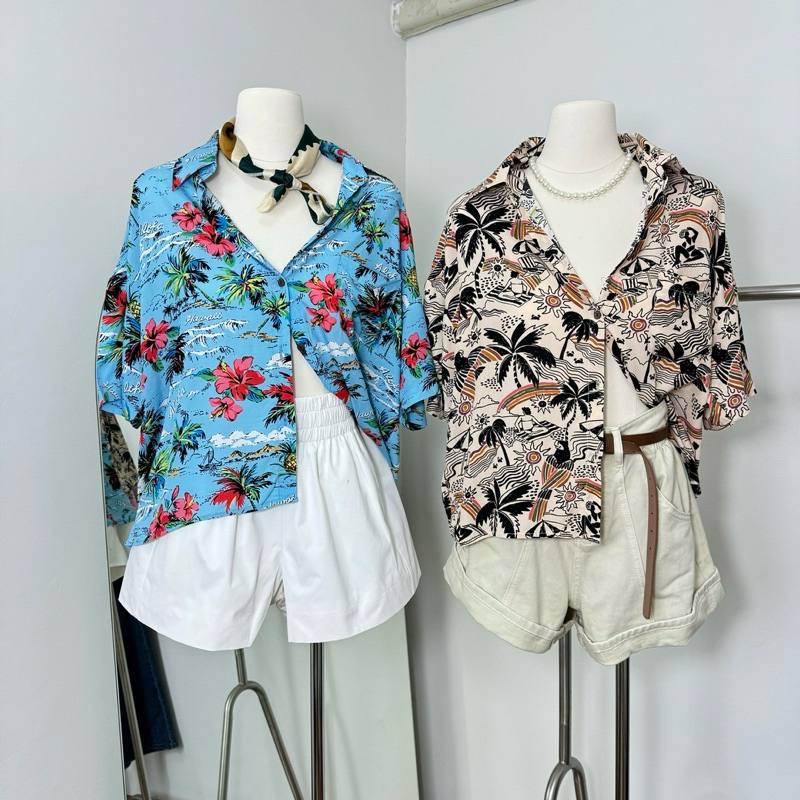 เสื้อเชิ้ตคอปกฮาวาย เนื้อผ้าสปัน