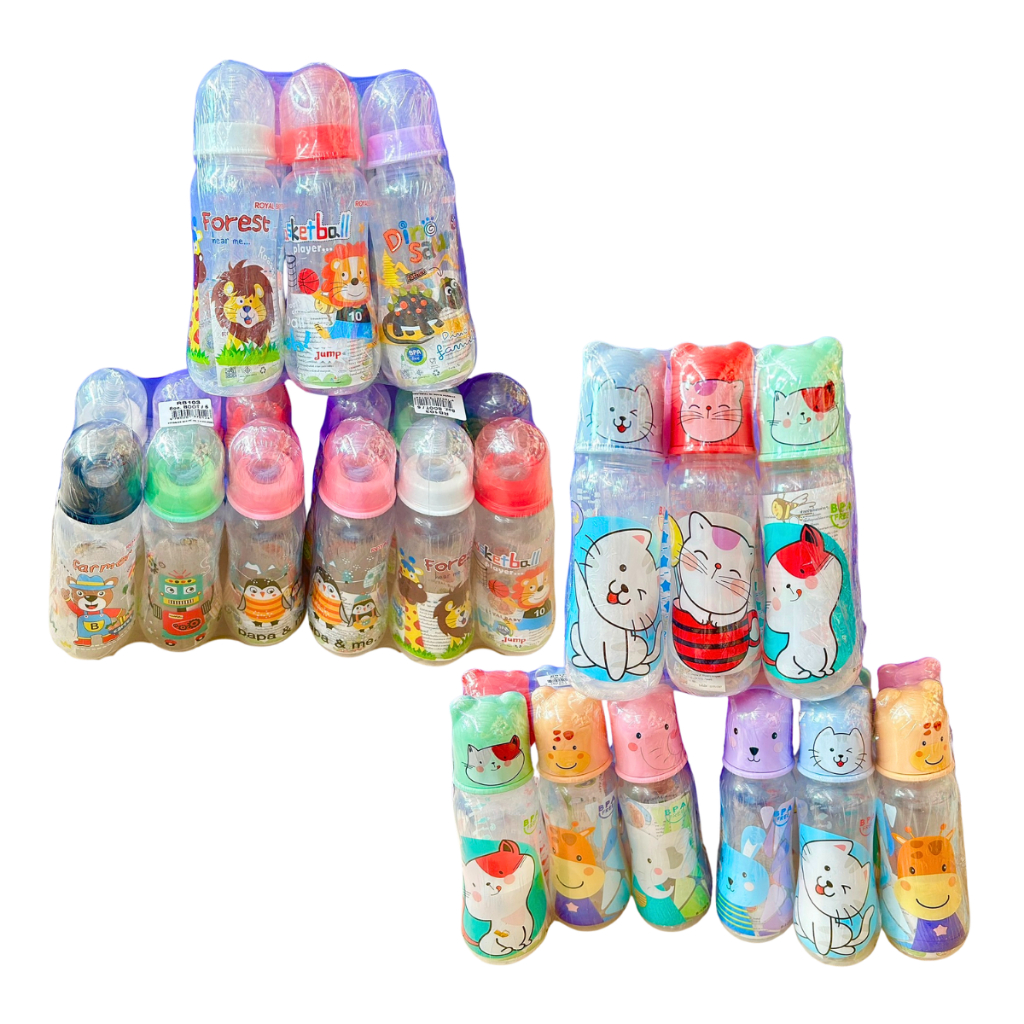 ขวดนมคอแคบ Royal Baby ลายการ์ตูน คละลาย ขนาด 8 ออนซ์ (6ขวด / แพ็ค)