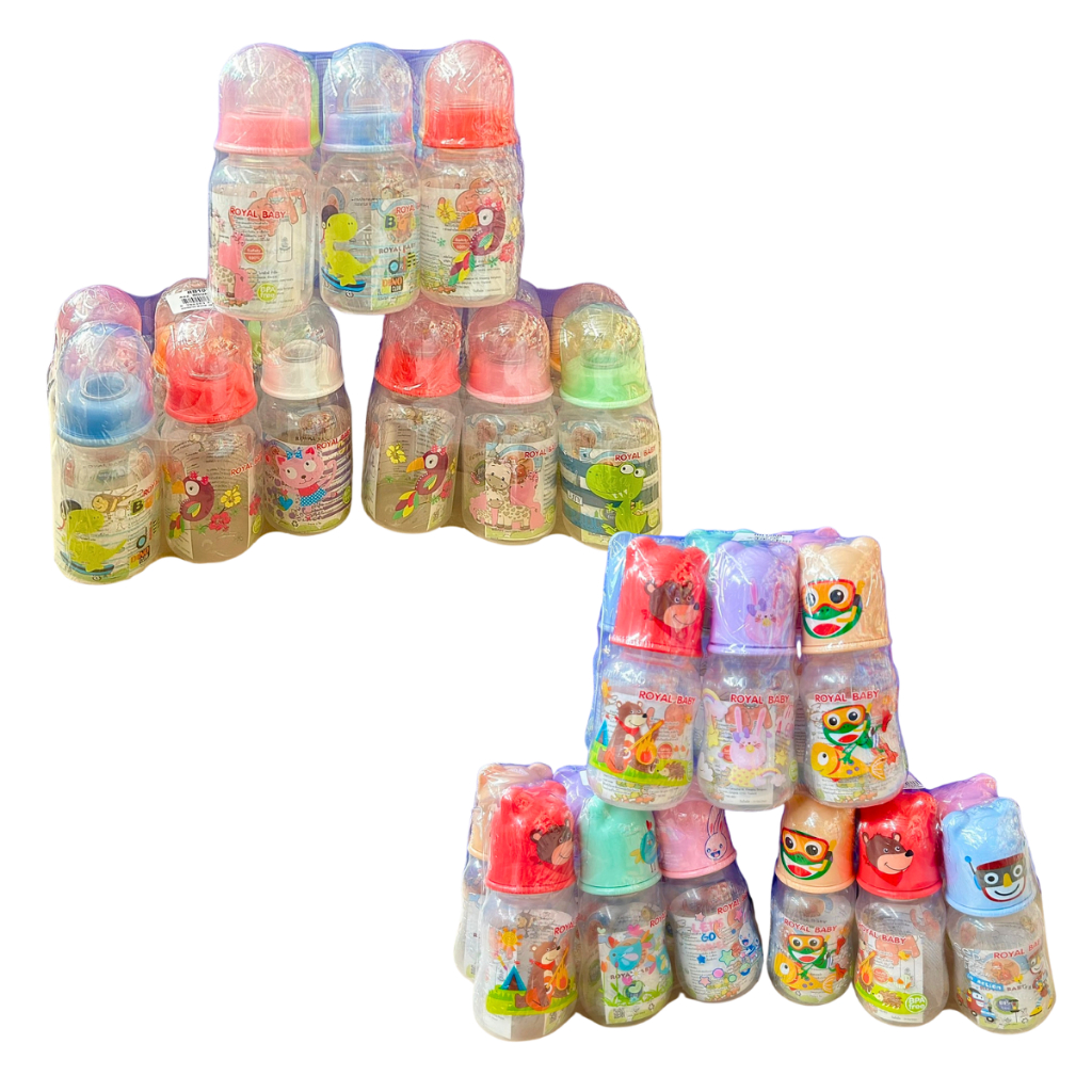 ขวดนมคอแคบ Royal Baby ลายการ์ตูน คละลาย ขนาด 8 ออนซ์ (6ขวด / แพ็ค)