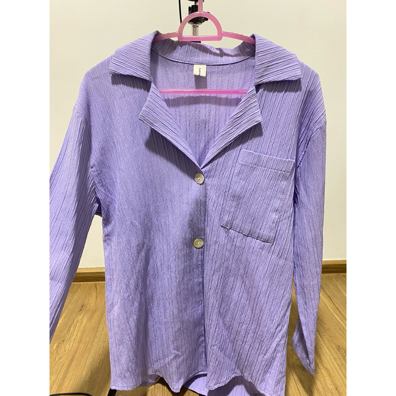 เสื้อแขนยาว เสื้อคุ้ม สีม่วง WANWAN Clothing มือสอง