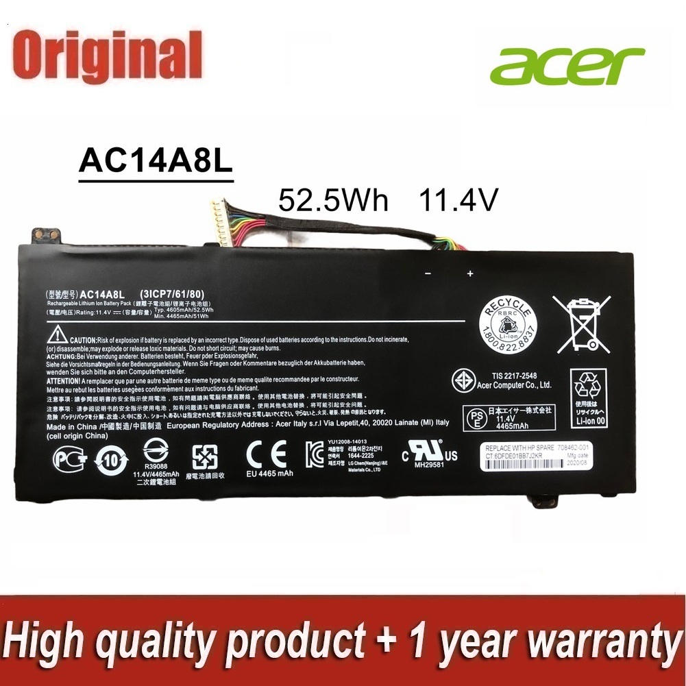 ♛ACER แบตเตอรี่ AC14A8L ของแท้ (สำหรับ Aspire VN7-571 VN7-571G VN7-591 VN7-591G VN7-791G ) ACER batt