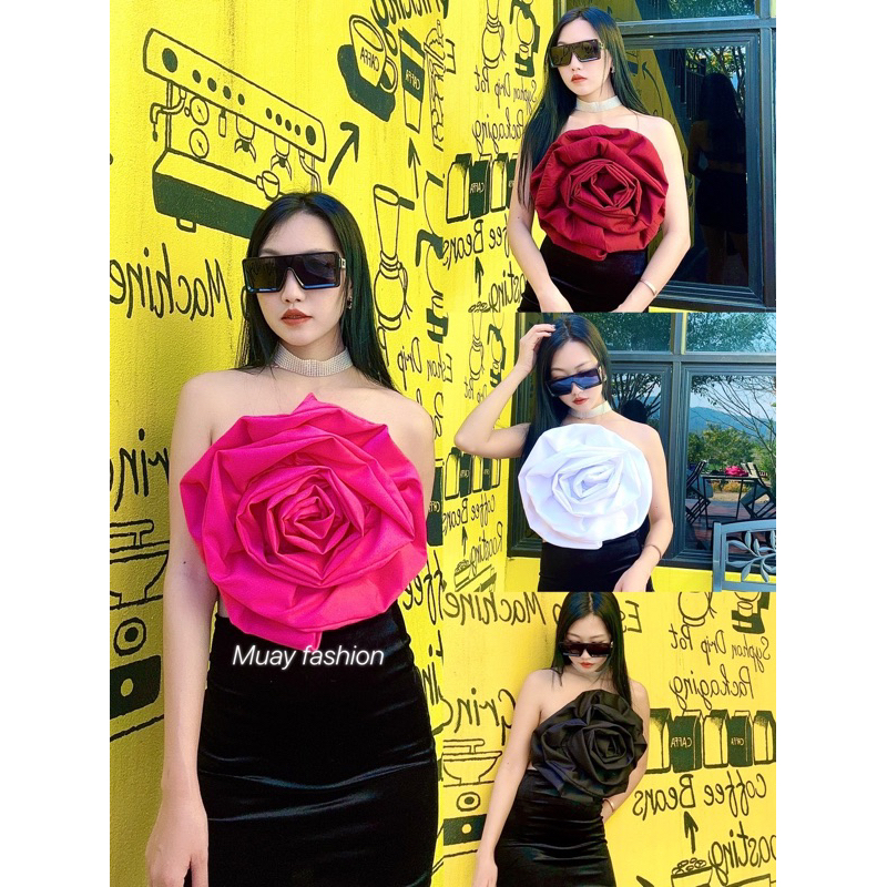 เสื้อดอกกุหลาบใหญ่สุดอลังการ 5 สี (สินค้าถ่ายจากงานจริง)