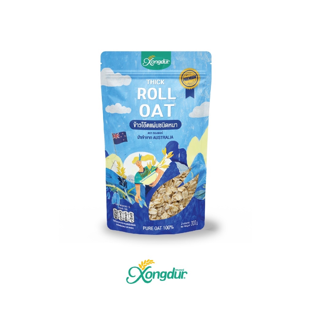 Xongdur ข้าวโอ๊ตแผ่นชนิดหนา (Roll Oat) ขนาด 300 กรัม ซองเดอร์