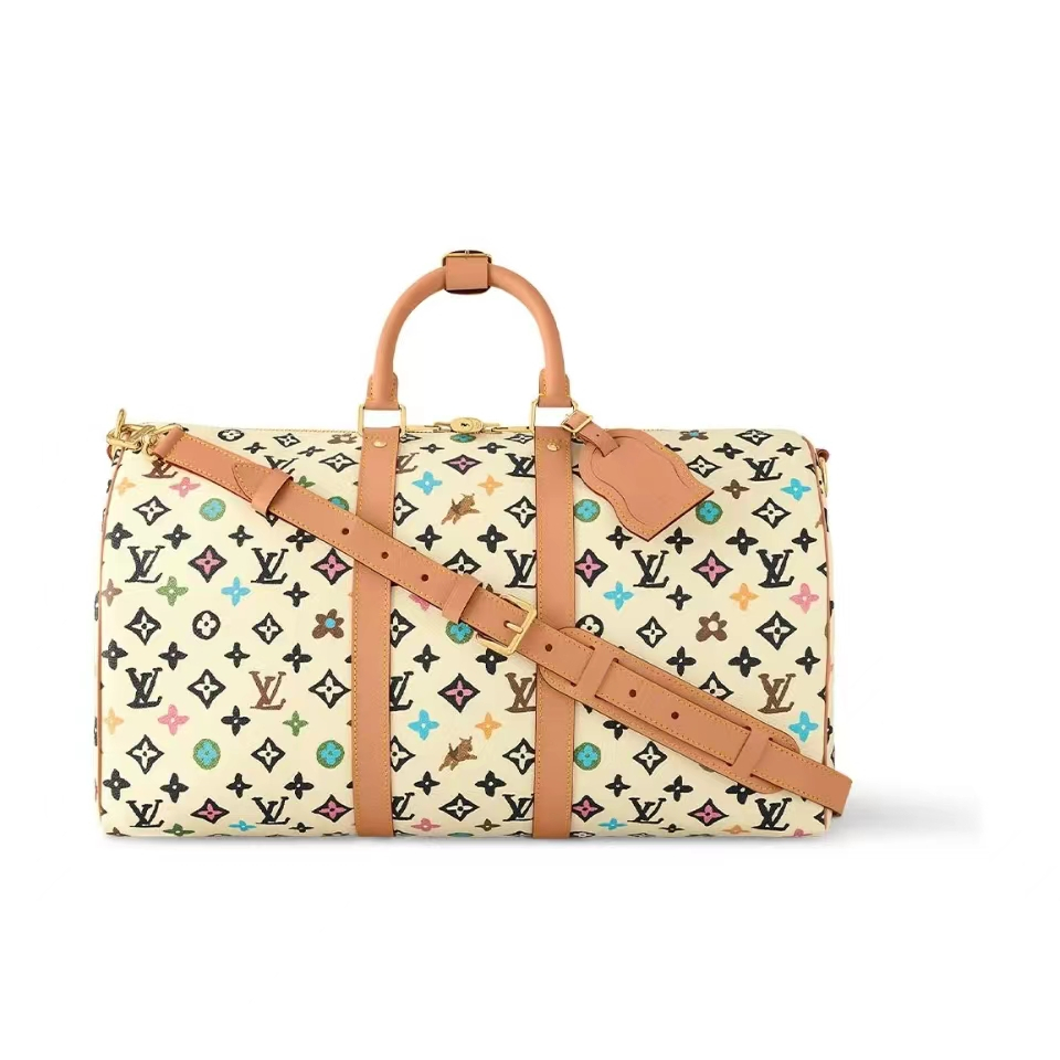 Louis Vuitton/Co-branded โลโก้พิมพ์ซิปปิด/กระเป๋าสะพายไหล่มือถือกระเป๋าเดินทาง/กระเป๋าผู้ชายและผู้หญิงของแท้ 100%