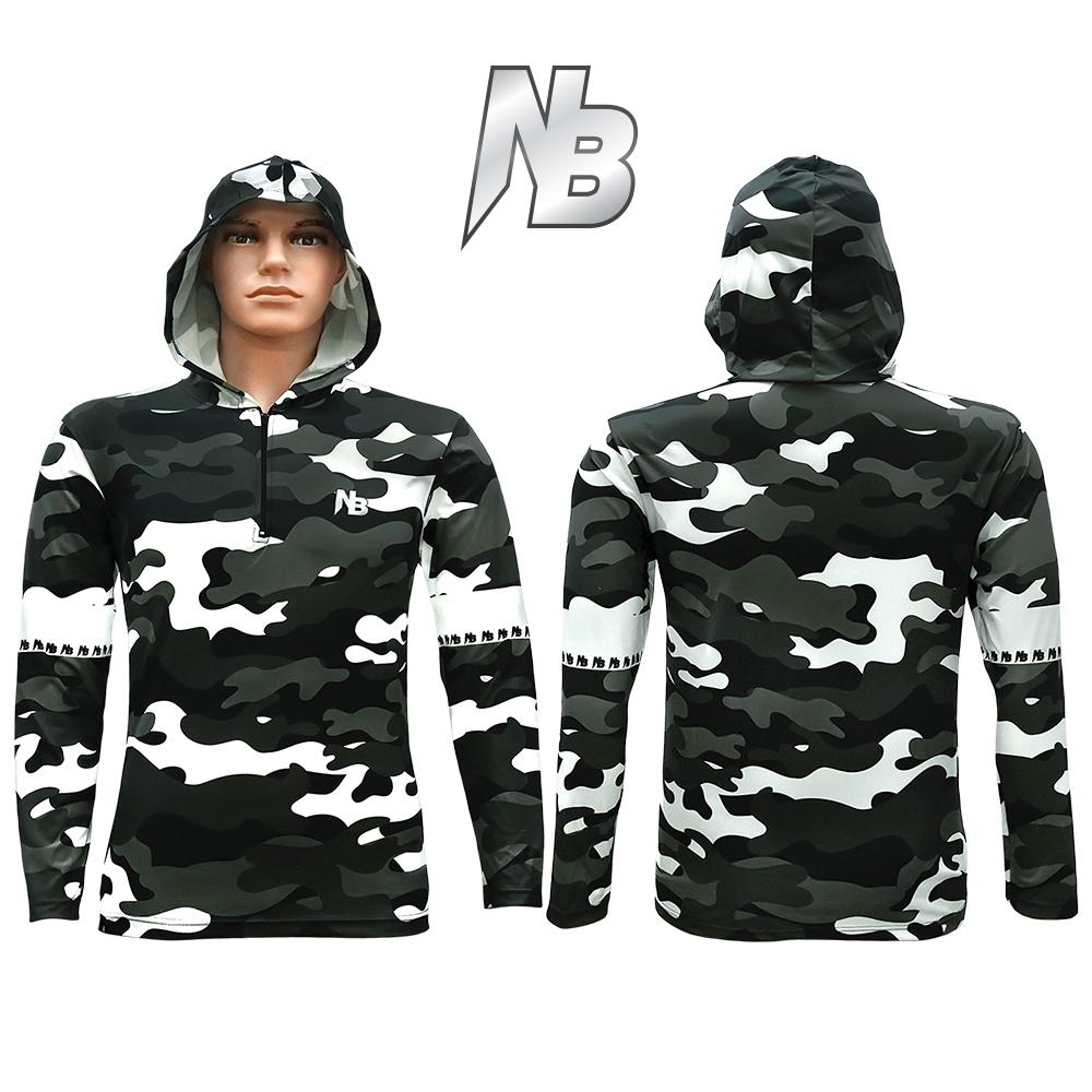 เสื้อตกปลา,เสื้อปั่นจักรยาน G ขาว __หมวก NB Fishing ลายพรางขาว (สินค้าพร้อมจัดส่ง) ป้องกันแสง UV