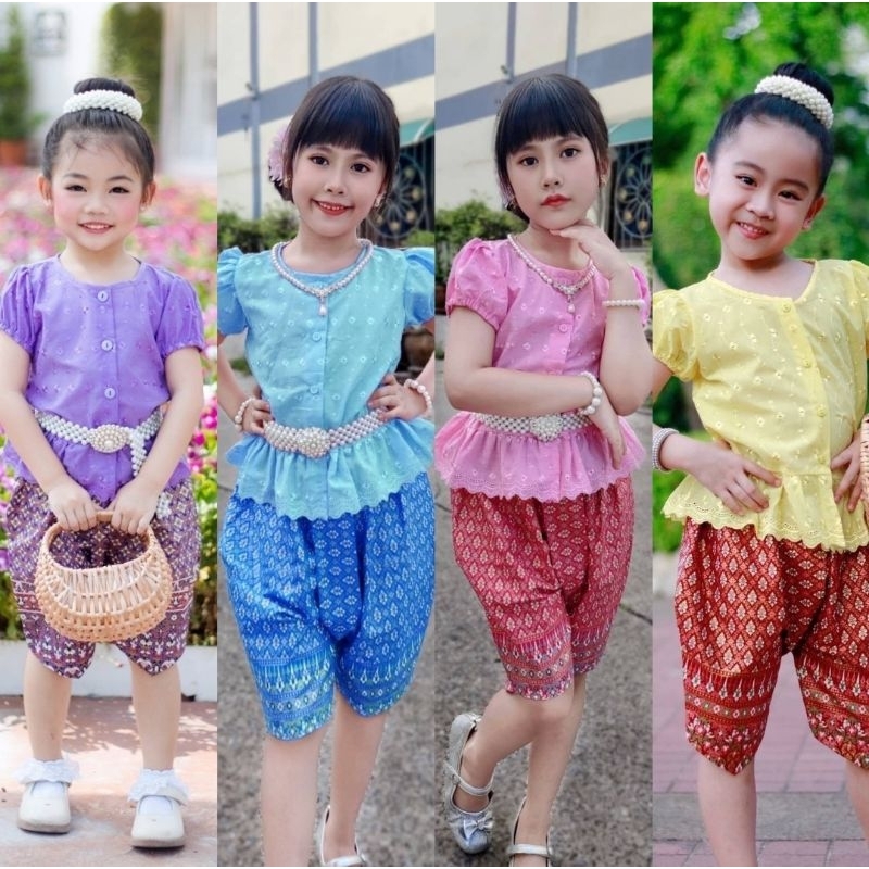 ชุดไทยเด็ก ชุดไทยโจงกระเบนเด็ก ชุดไทยเด็กสีฟ้า ชุดไทยเด็กสีเหลือง ชุดไทยเด็กสีม่วง ชุดไทยเด็กสีชมพู ชุดไทยเด็กอนุบาล