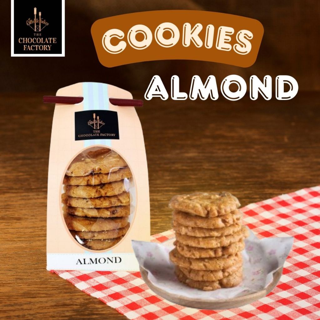 คุกกี้ อัลมอนด์ ขนม อบกรอบ ผสมอัลมอนด์เต็มคำ Cookie Almond Chocolate Factory