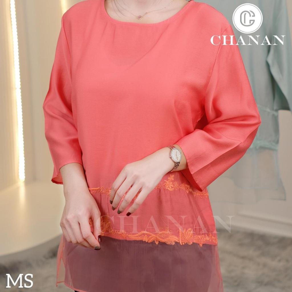 🔥Chanan☘️ เสื้อคอตตอนเกาหลี ปักลายแขน4ส่วน ผ้านิ่มใส่สบาย สีสวยชัดใส่ออกงาน เสื้อใส่เที่ยว มี3สี รุ่