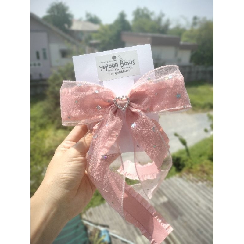 โบว์ติดผมฟรุ้งฟริ้งน่ารัก ประดับหัวใจ มีหลายสี