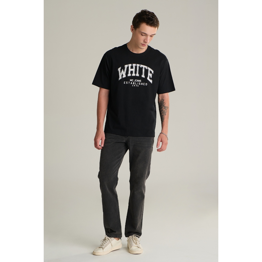 Mc jeans เสื้อยืดแขนสั้นผู้ชาย ทรงโอเวอร์ไซส์ สีดำ MTTZ753