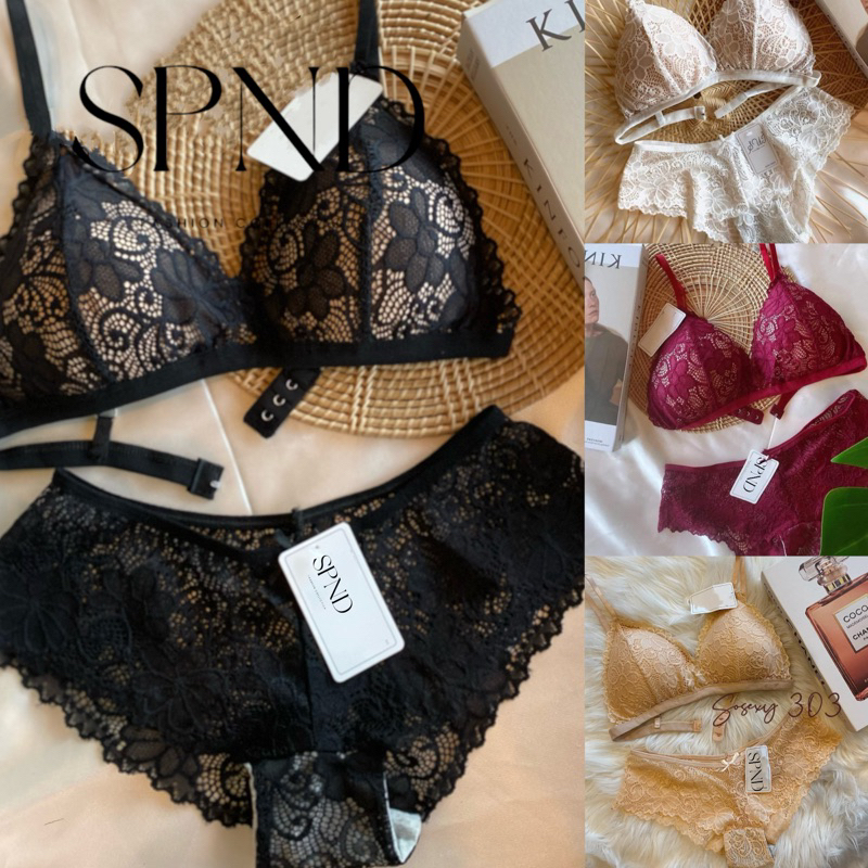 𝐒𝐏𝐍𝐃🖤【พร้อมส่ง】ชุดชั้นในลูกไม้เซ็กซี่➕พร้อมกกน ไม่คัน เนื้อผ้านิ่มใส่สบาย มีฟองน้ำ#สินค้าถ่ายจากงานจริง【ไม่ระบุชื่อสินค้