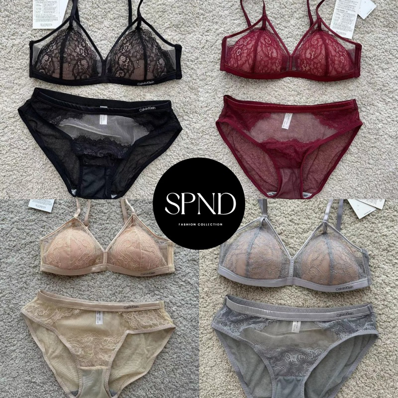 Set ชั้นในเกรดพรีเมี่ยมซาตินลูกไม้ผ้านิ่ม เก็บทรงได้ดี ฟองน้ำบาง ไร้โครงใส่สบาย【ไม่ระบุชื่อสินค้า】