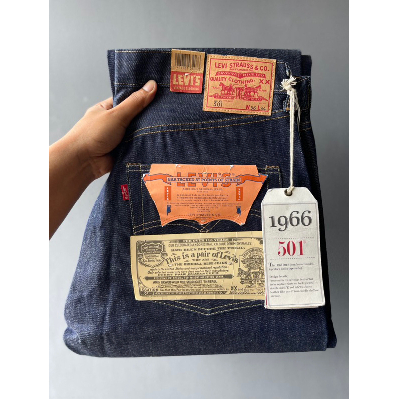 กางเกงยีนส์ ลีวายส์ LEVI'S LVC 1966 ริมแดง ผ้าดิบ MADE IN USA