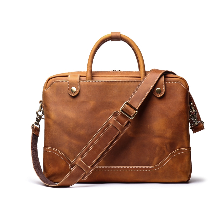 กระเป๋าสะพาย ข้าง หนังวัวแท้ อย่างหนา สามารถใส่ bag ใส่เอกสาร A4 และ Note Book ขนาด 14 นิ้ว ใช้ทน ใช