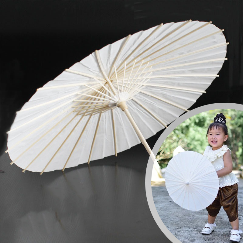 ร่มไม้กระดาษสีขาว DIY ขนาด20/60/84ซม.สไตล์จีน  Paper umbrella สำหรับตกแต่ง ถ่ายภาพ - รูปที่ 7