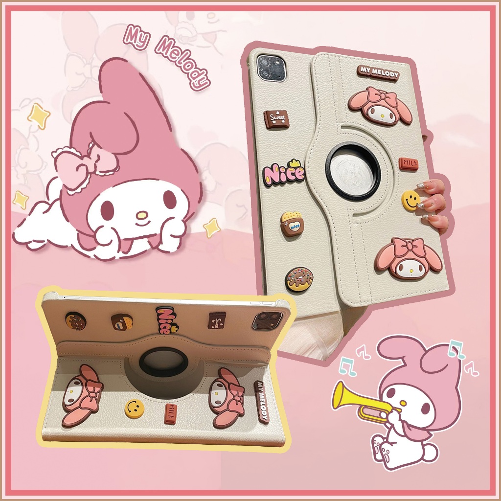 🔥ส่งในพื้นที่🔥เคสป้องกัน iPad หมุนได้ 360° My Melody เหมาะสำหรับรุ่น gen7/8/9 Air4/5/6 Gen11 Air7