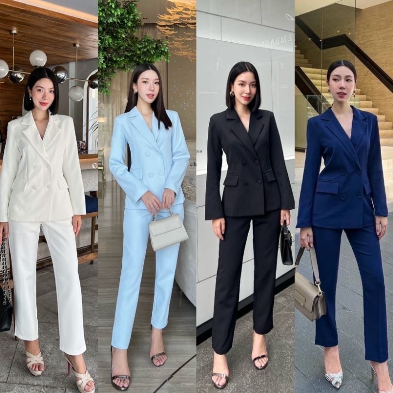 CHARISSA ชุดเซ็ตสูทออกงานสีกรม/สูทออกงานสีดำ