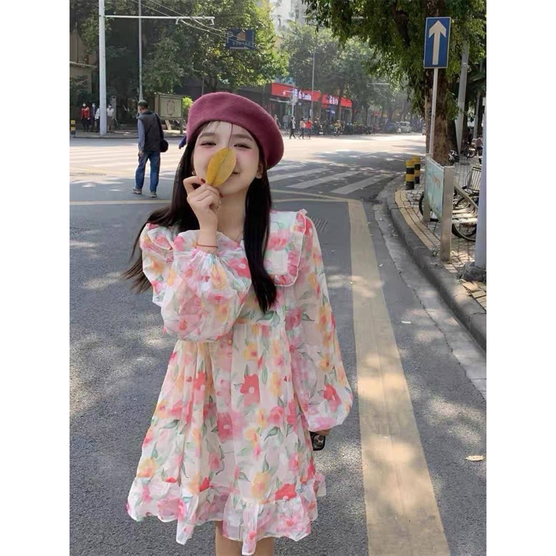 sirin studioมินิเดรสลายดอกผ้าพิมพ์งานมีซับในA46