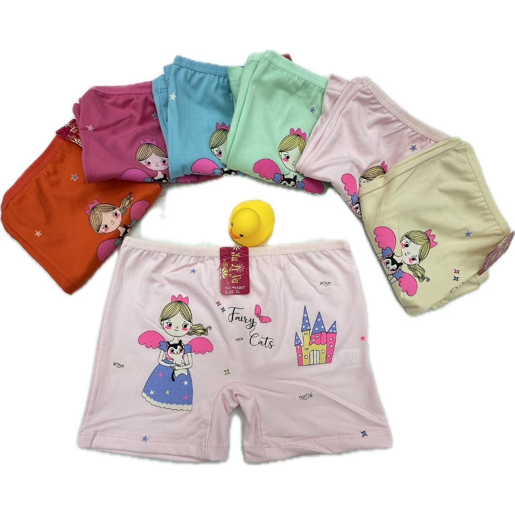 ผ้าพรีเมี่ยม กางเกงในเด็กผู้หญิง 10 ตัว คละสี  ผ้านิ่ม สุ่มลาย ไซส์  S-4XL สินค้าจากกรุงเทพฯ