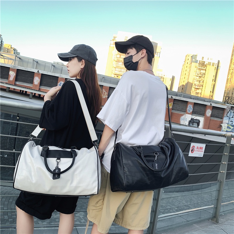 กระเป๋าเดินทาง HEIMISHE หนัง ป้ายห้อย กระเป๋าใส่เสื้อผ้าไปเที่ยว ไปฟิตเนส ถือได้/สะพายได้