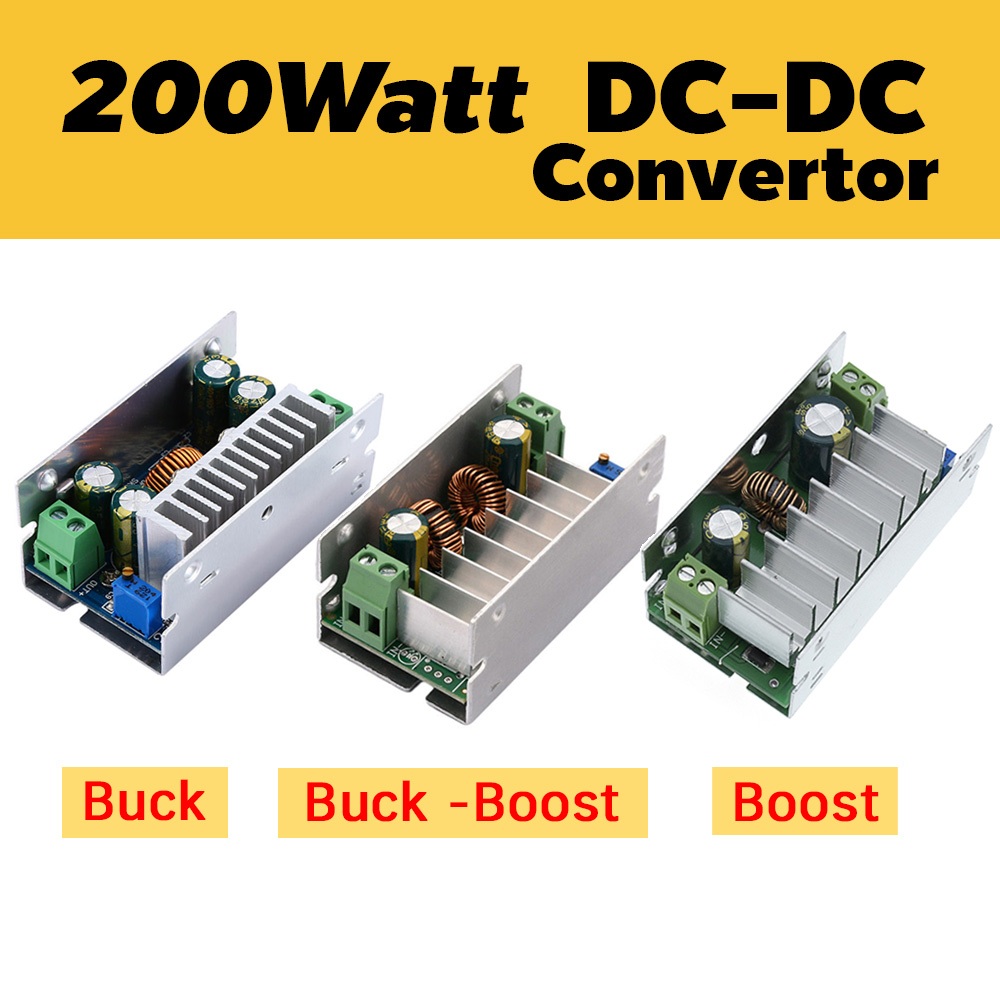 บอร์ดปรับแรงดันไฟลง ขึ้น พร้อมกล่องอลูมิเนียม 15A 200W Adjustable DC-DC Step Down step Up Converter Module Adjustable