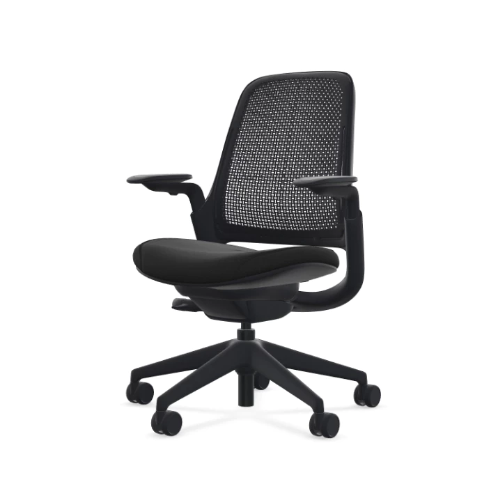 Modernform เก้าอี้เพื่อสุขภาพ Steelcase รุ่น Series1 Air ประกัน 12 ปี โครงดำ ขาดำ เบาะผ้าสีดำ