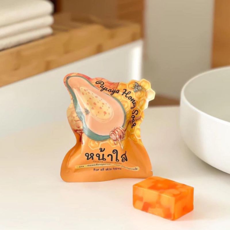 🍯สบู่หน้าใสมะละกอน้ำผึ้ง Papaya Honey Soap