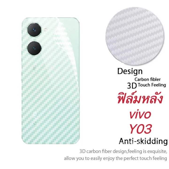 {พร้อมส่ง!!!} ฟิล์มหลังลายเคฟล่า ฟิล์มกันรอยหลัง สำหลับ VIVO Y03