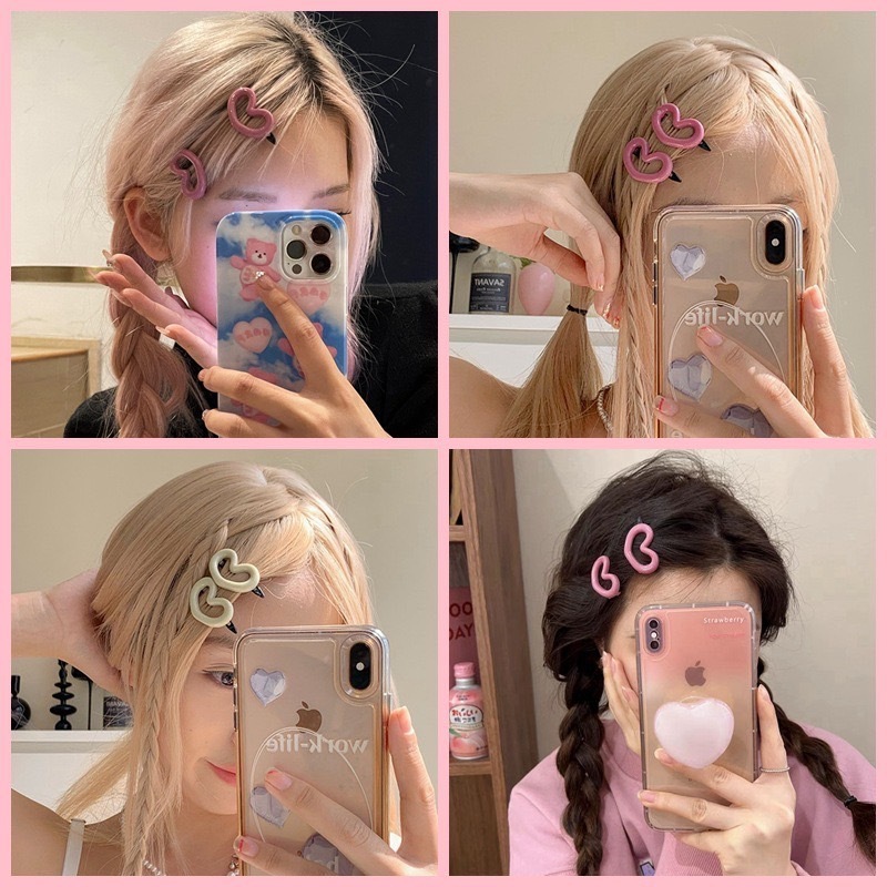 พร้อมส่ง กิ๊ฟติดผม รูปหัวใจ ดาว สีชมพู แฟชั่นสวยงาม Y2K #K22