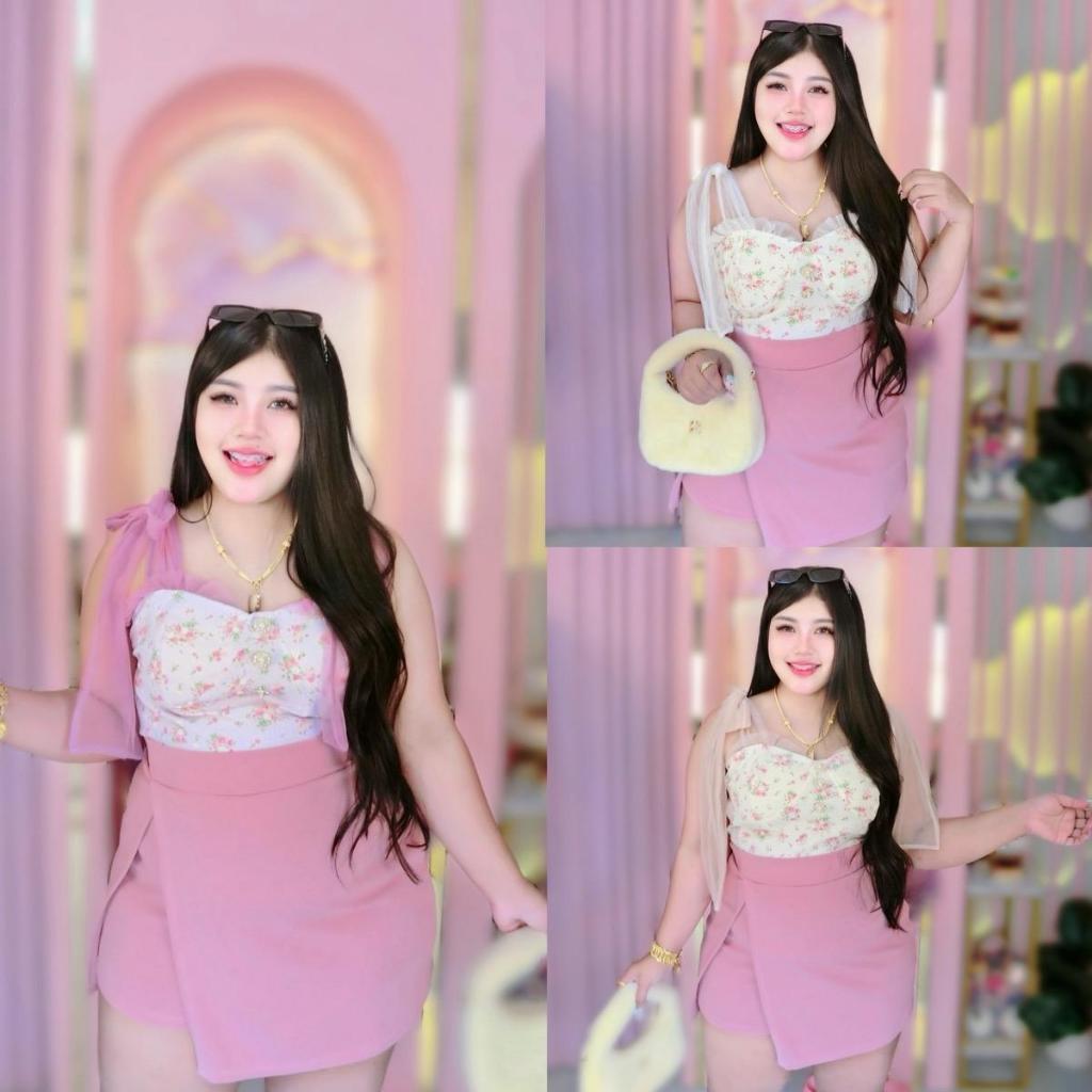 NT783 พร้อมส่ง เสื้อผูกไหล่ฟรุ้งฟริ้ง หรือ กระโปรงกางเกงงรอบตัว สาวอวบ *สินค้าจำหน่ายแยกรายการ*