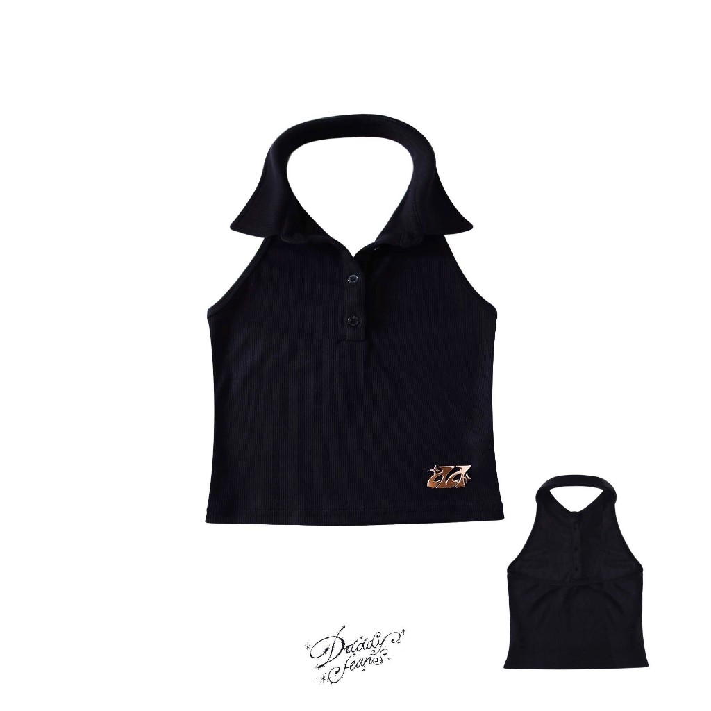 DADDY | Collar Top ( Black )เสื้อกล้ามโปโล สีดำ สุดน่ารัก