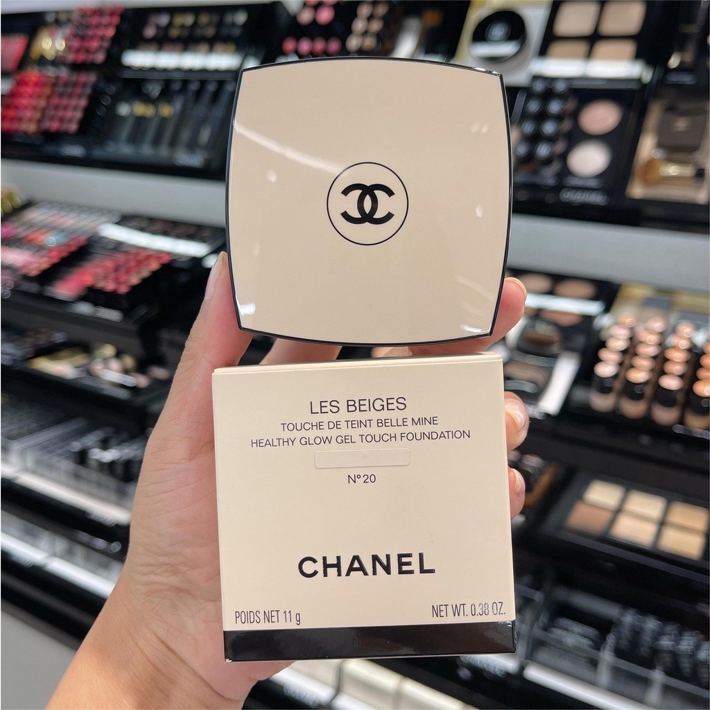 【ปลอดภาษี】CHANEL Les Beiges Cushion Healthy Glow Gel Touch Foundation SPF 25 / PA++ Ori N10/N12