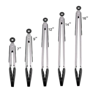 JRL ที่หนีบสแตนเลส หนา อย่างดี มีแถบยาง 7 9 12 14 16 นิ้ว ที่คีบอาหาร ที่คีบขนม Stainless Steel Tongs