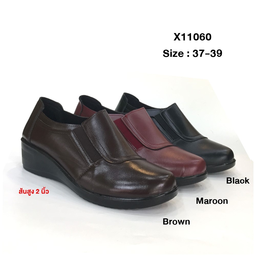 prettycomfort รองเท้าคัชชูส้นเตี้ย รองเท้าเพื่อสุขภาพหนังนิ่ม ส้นเตารีด oxxo พี้นสูง2นิ้ว ใส่สบาย X11060